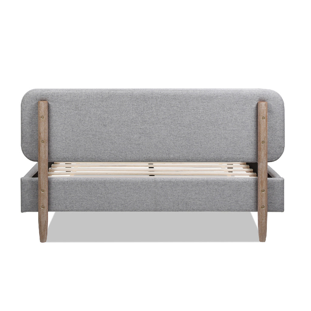 Diego Low Upholstered Platform Bed, Queen, Light