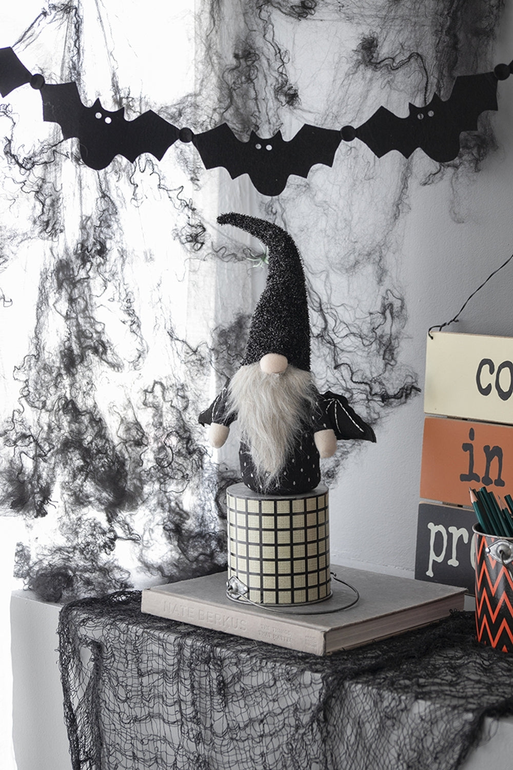Fabric Black Gnome With Wings Decor