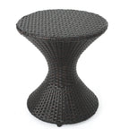 Outdoor 16-Inch Multi-Brown Wicker Hourglass Side Table