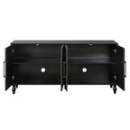 Carved Flower Door Large Storage Cabinet With Metal Handle