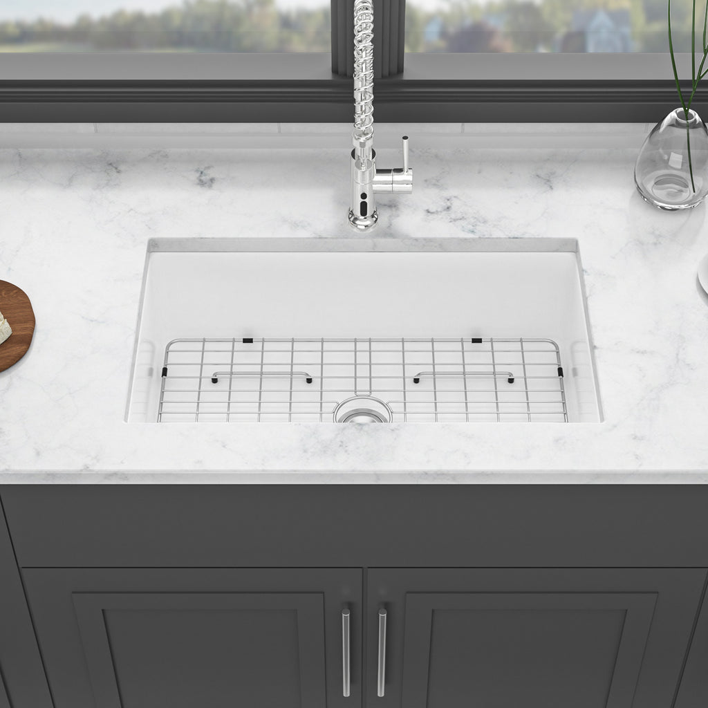 32"x19"x10" Undermount Single Bowl Porcelain Fireclay Kitchen Sink