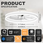 23.6 Inch Ceiling Fan with Light, Quiet DC Motor