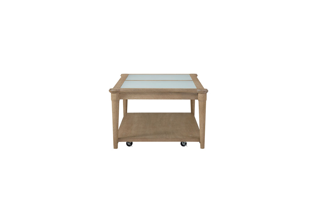Frosted Glass Top Cocktail Table With Casters