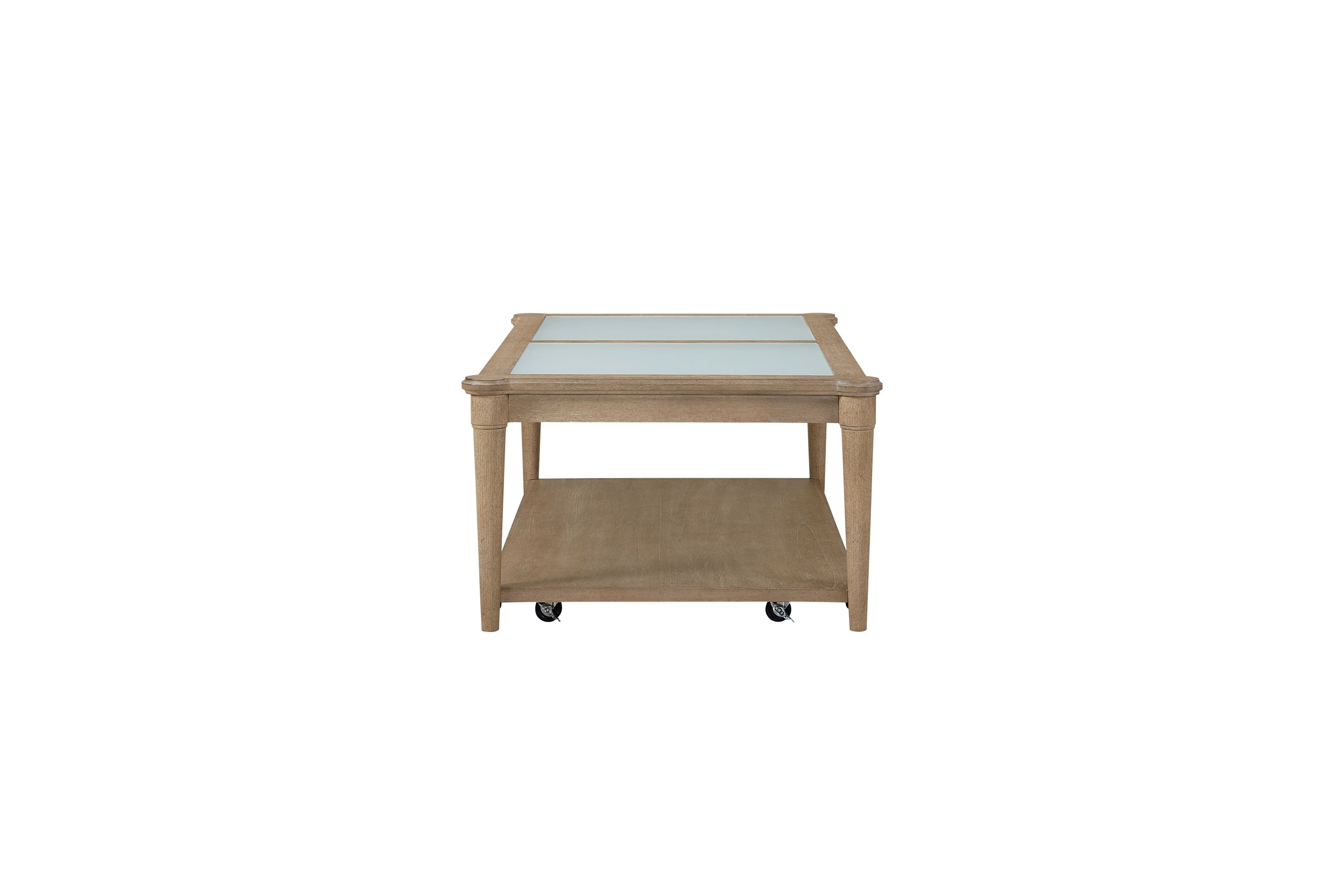 Frosted Glass Top Cocktail Table With Casters