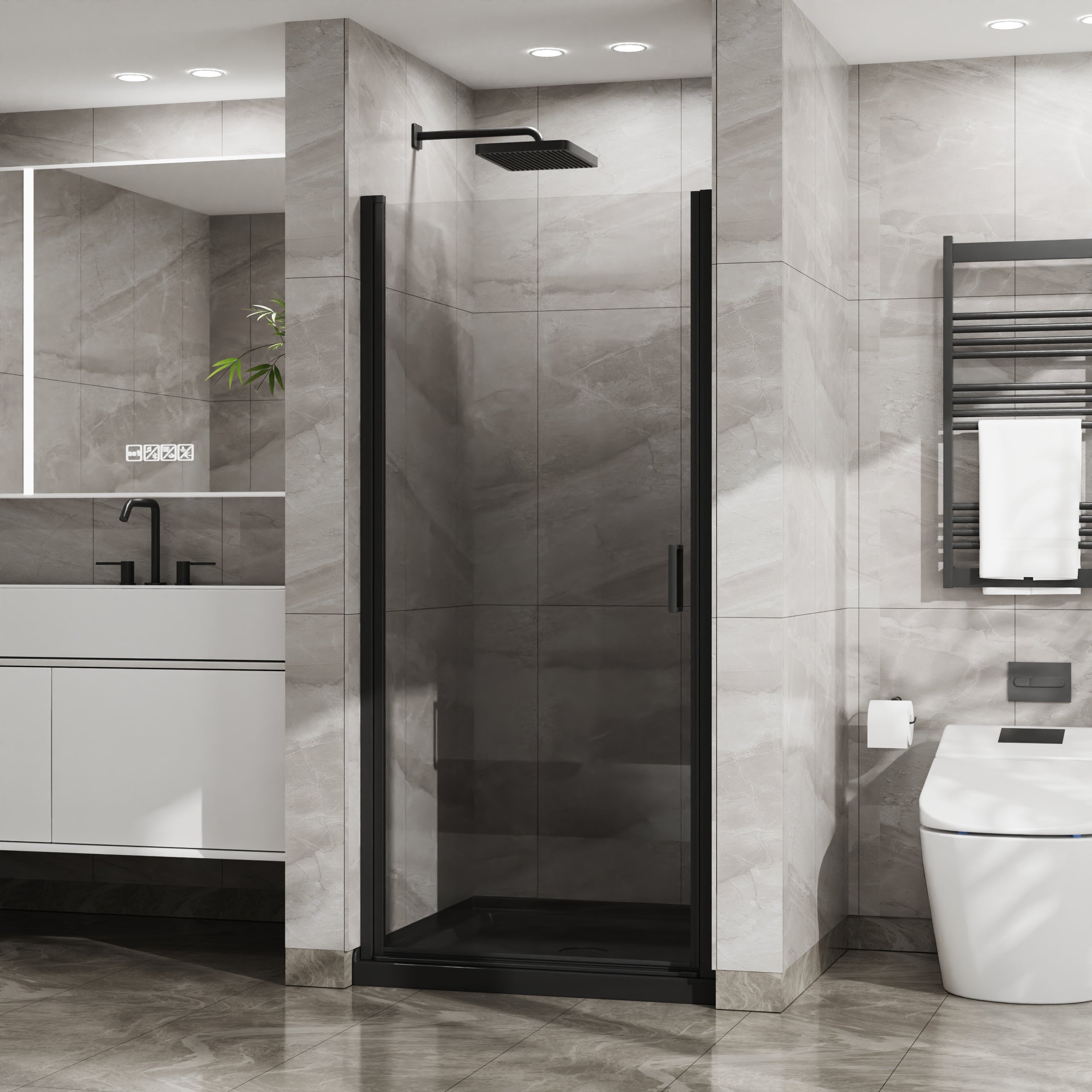 Goodyo 34"x72" Pivot Shower Door in Tempered Glass
