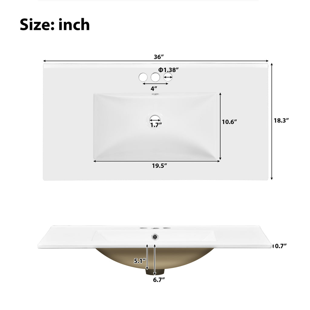 36" Bathroom Vanity with Ceramic Sink