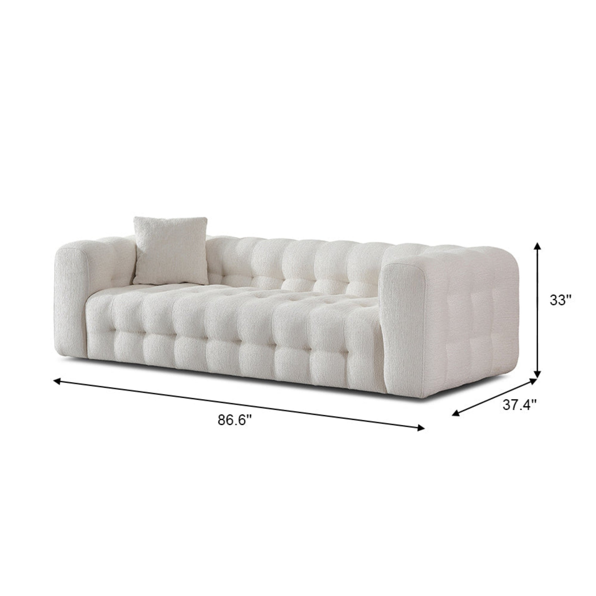 Eden Modern Tufted Chesterfield Boucle Fabric Sofa