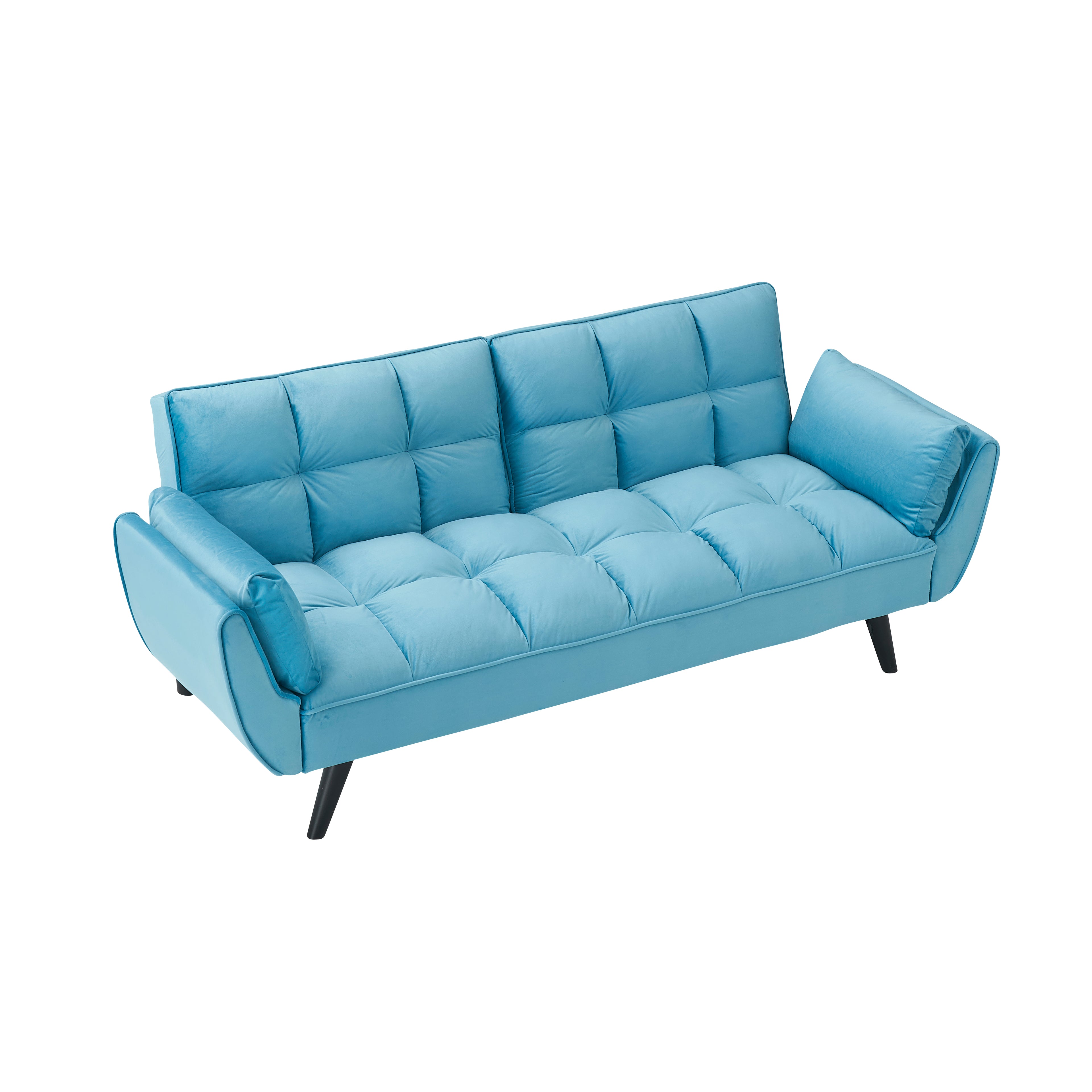 74" Blue Sofa With Soft Armrests