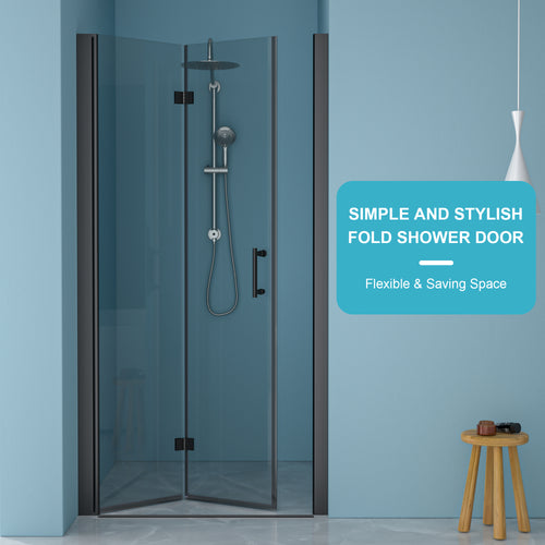 32"W x 72"H Fold Frameless Shower Door with Tempered Glass