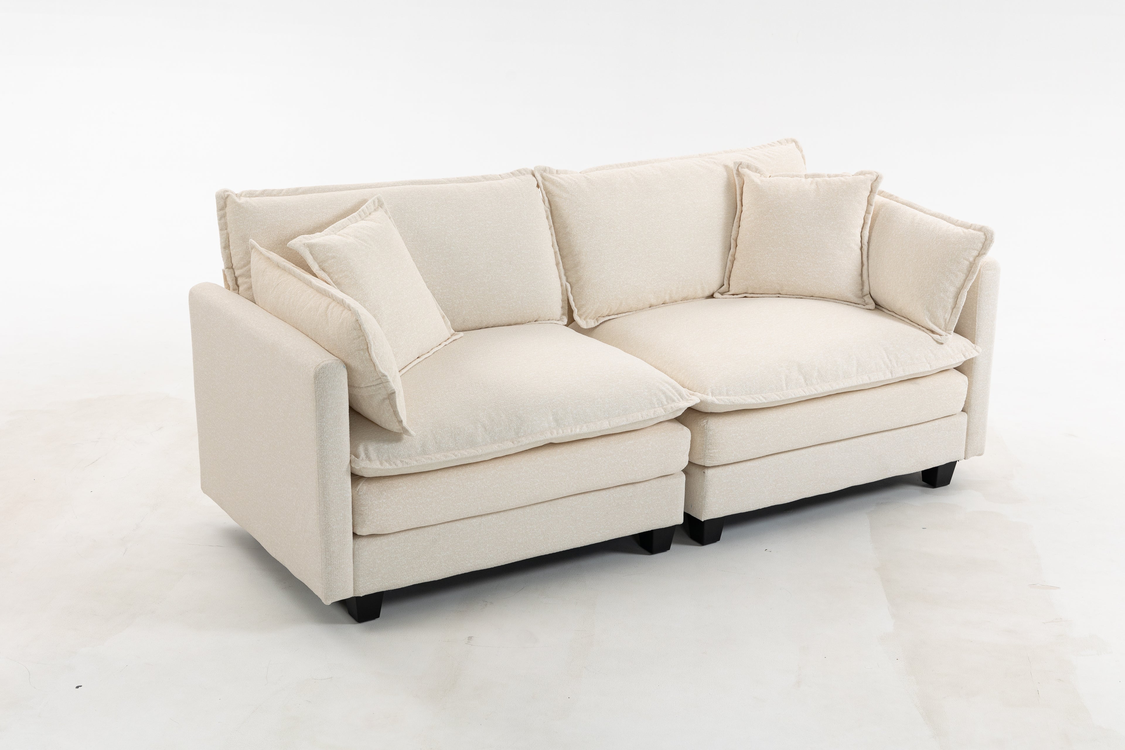 Modern 2-Seat Sectional Sofa with Waist Pillows