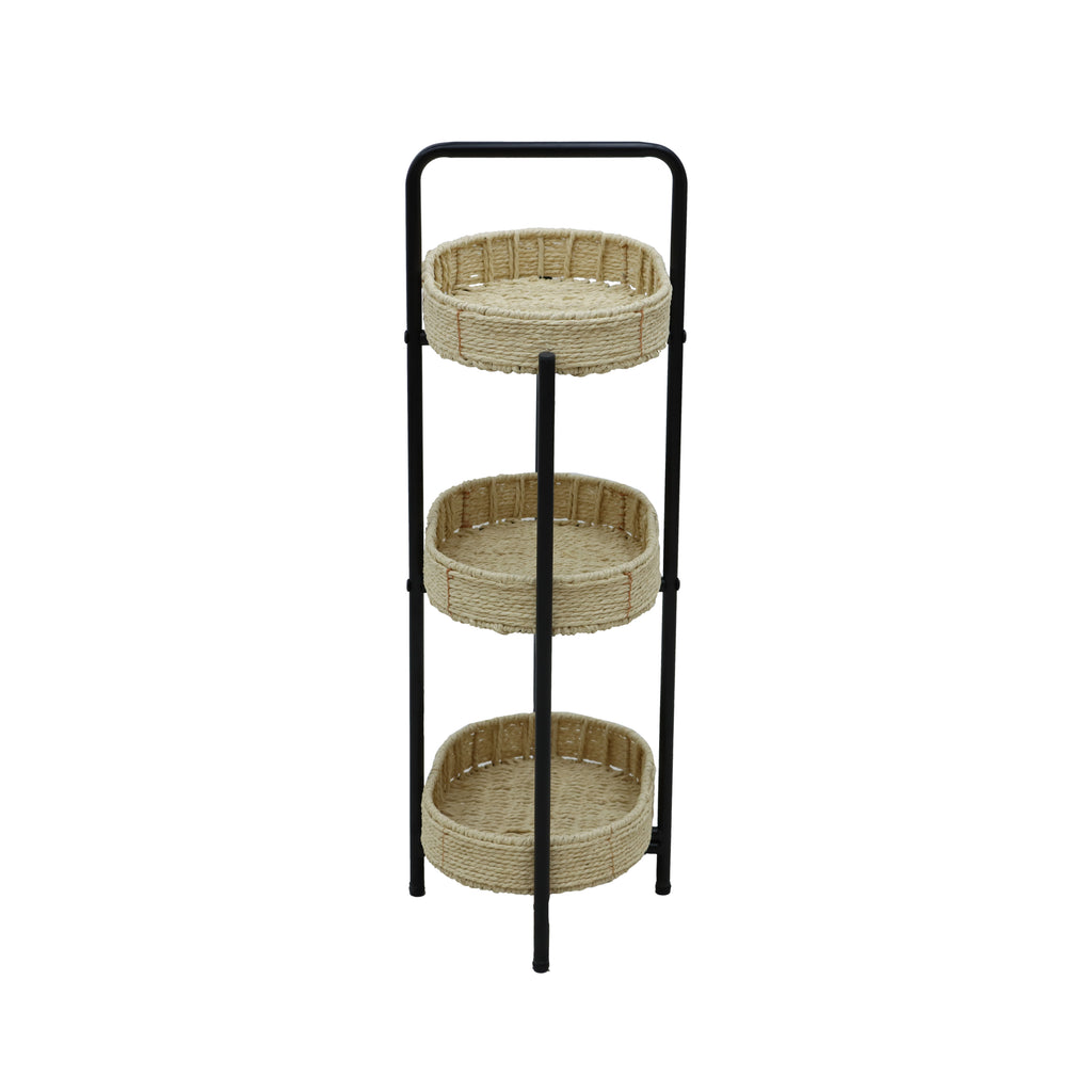 3 Tiers Tray Tables Paper Rope Woven Side Table