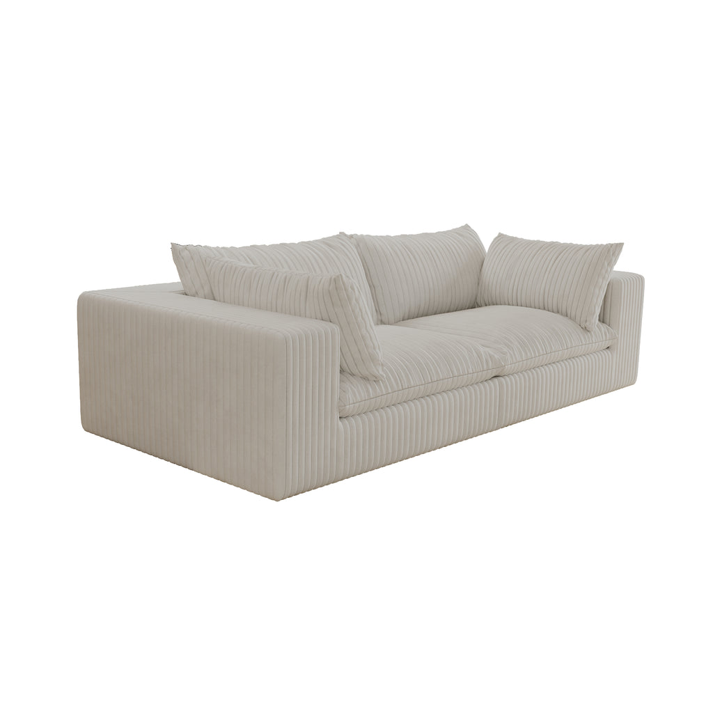 Y137 2-Seat Sofa, White Fabric with Feather-Filled Cushions