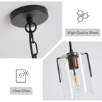 Modern Industrial Pendant Light with Clear Glass Shade
