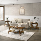 Metz Mid-Century Modern Wood Shelf 3-Piece Coffee Table Set