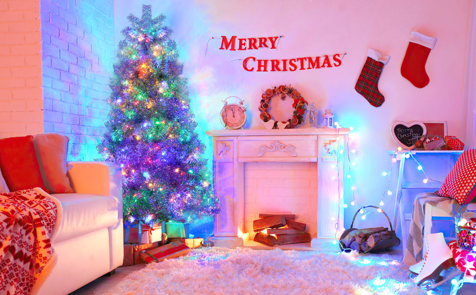 6FT Silver Pre-Lit Artificial Christmas Tree