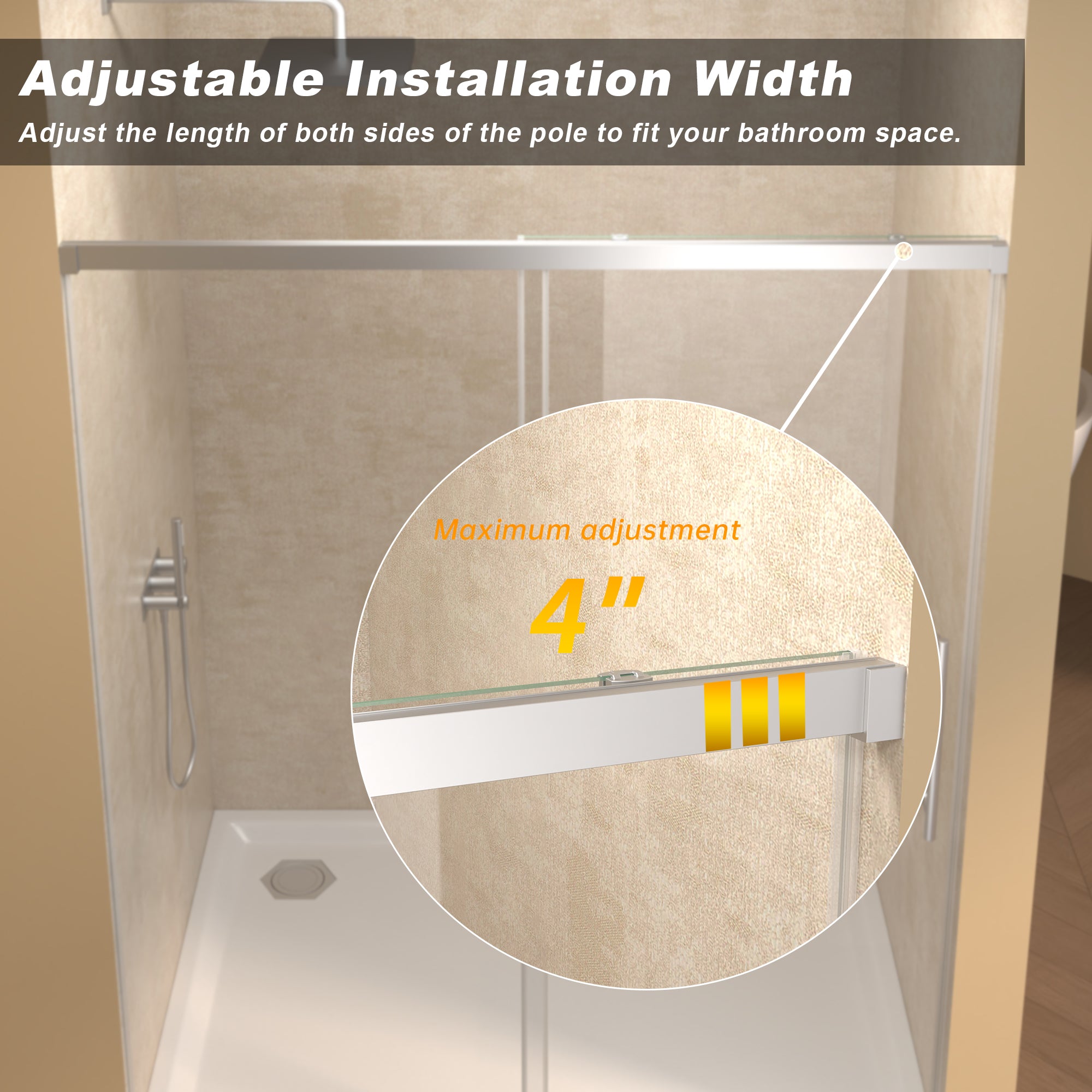 60" Width x 72" Height Single Sliding Shower Door