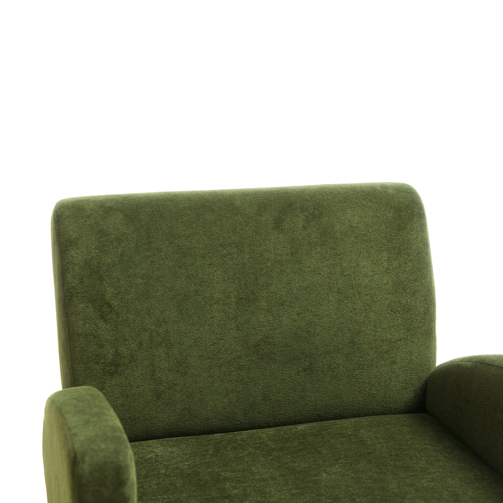 Velvet Fabric Lounge Chair with Birch Legs
