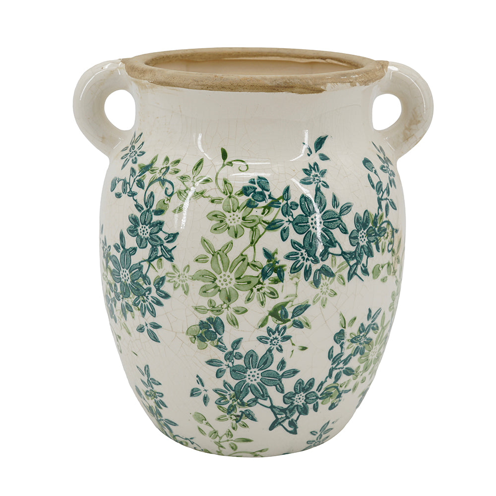 Floral Twin-Handle Vase