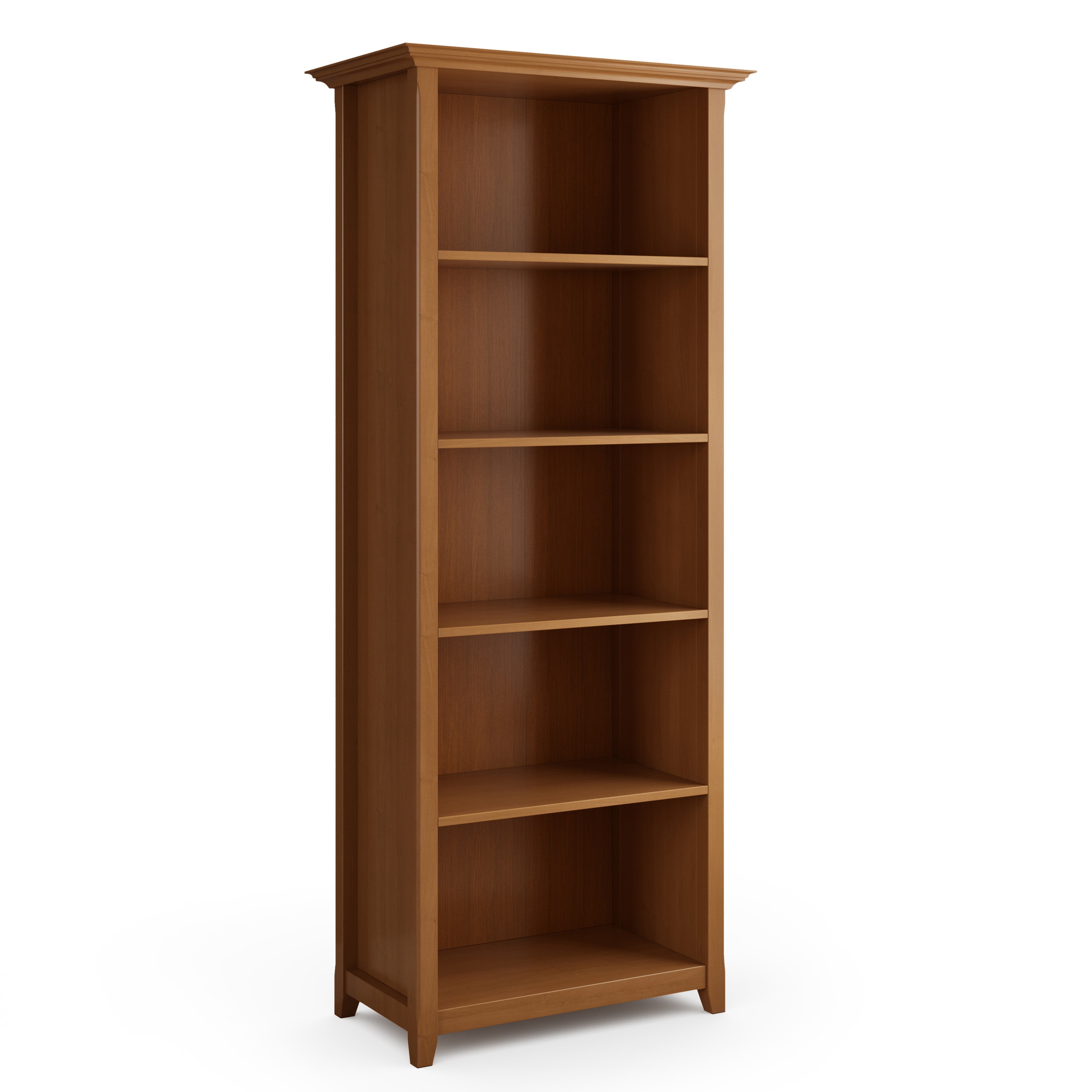 Amherst 30 Inch Solid Wood 5 Shelf Bookcase in Light Golden