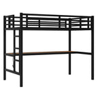 Metal Twin XL Loft Bed with Power Outlet and LED Light