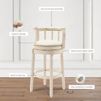 Leather Wooden Bar Stools - 29.5'' Seat Height
