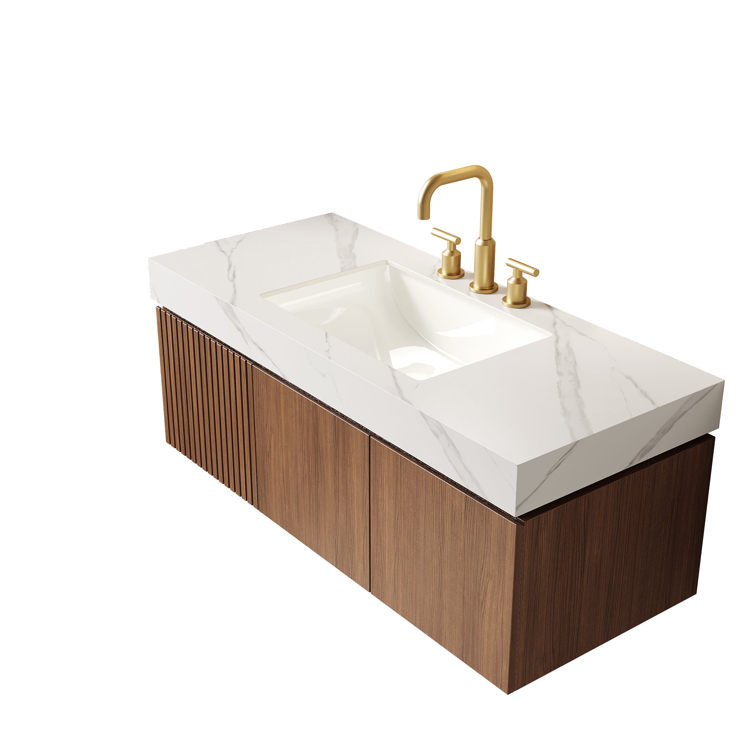 Muri 48" Bathroom Vanity & Sink, Floating Plywood Storage Cabinet