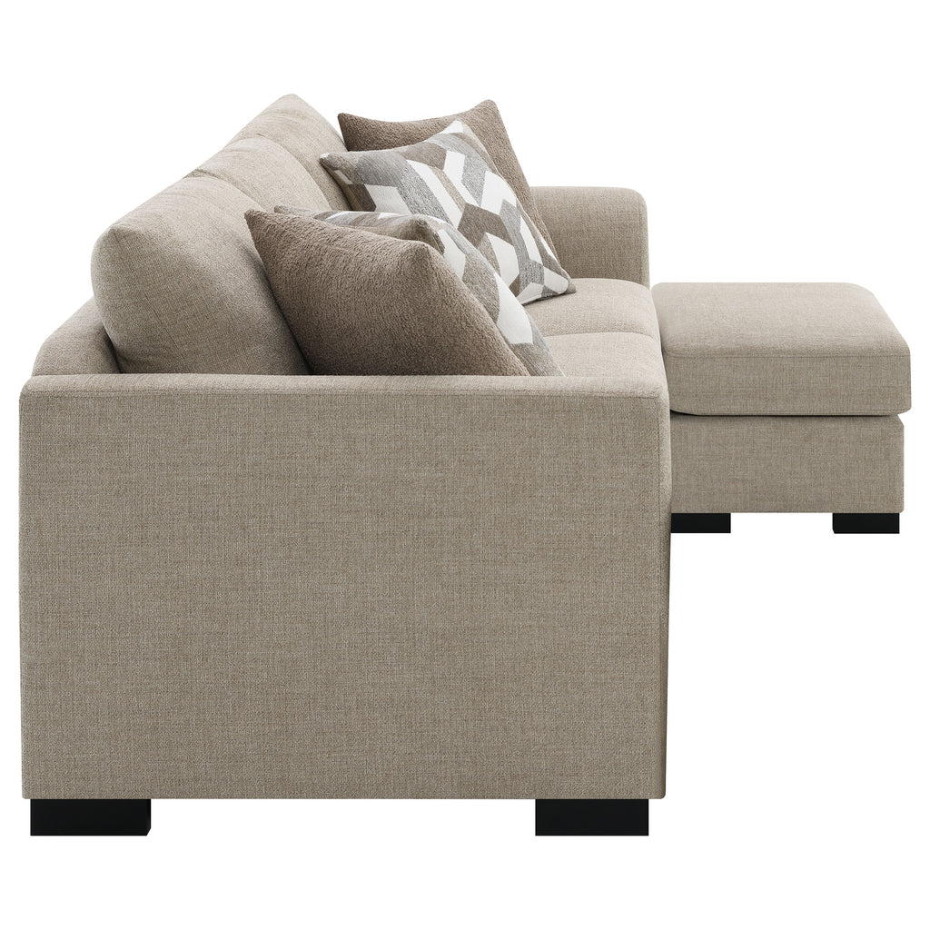 Pacheco Camel Upholstered Sleeper Sectional Chaise Sofa