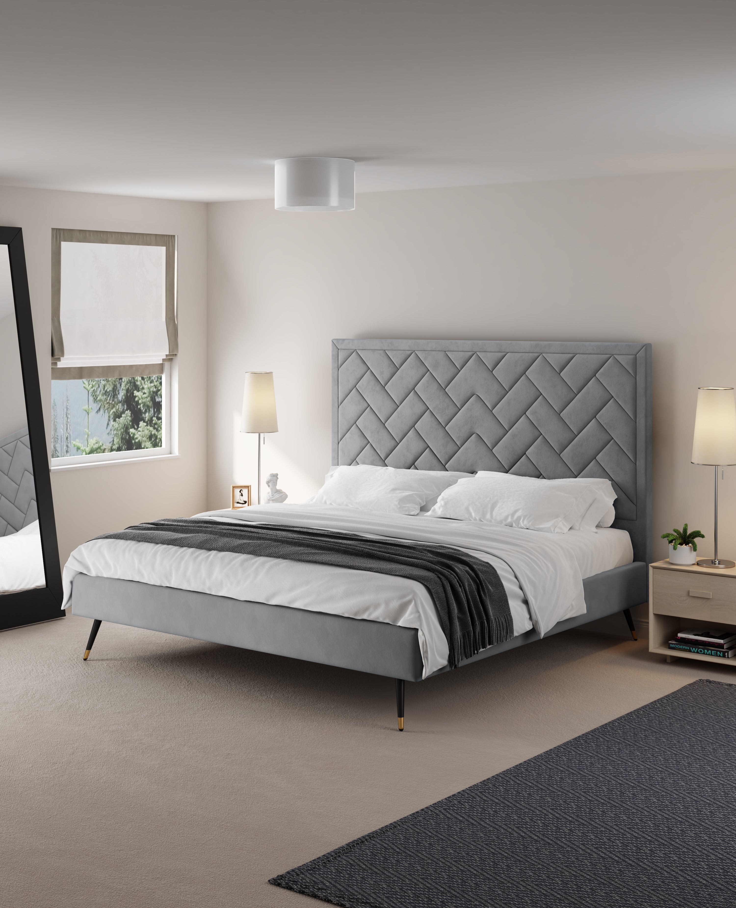 Crosby Upholstered Velvet King Bed