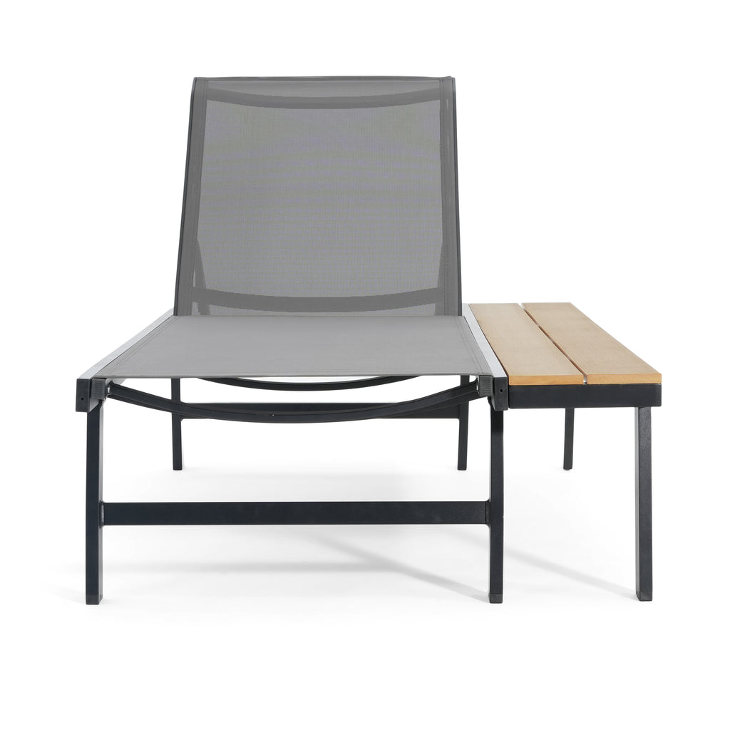 Waterloo Chaise Lounge With Attached Wood Side Table, Set Of 2