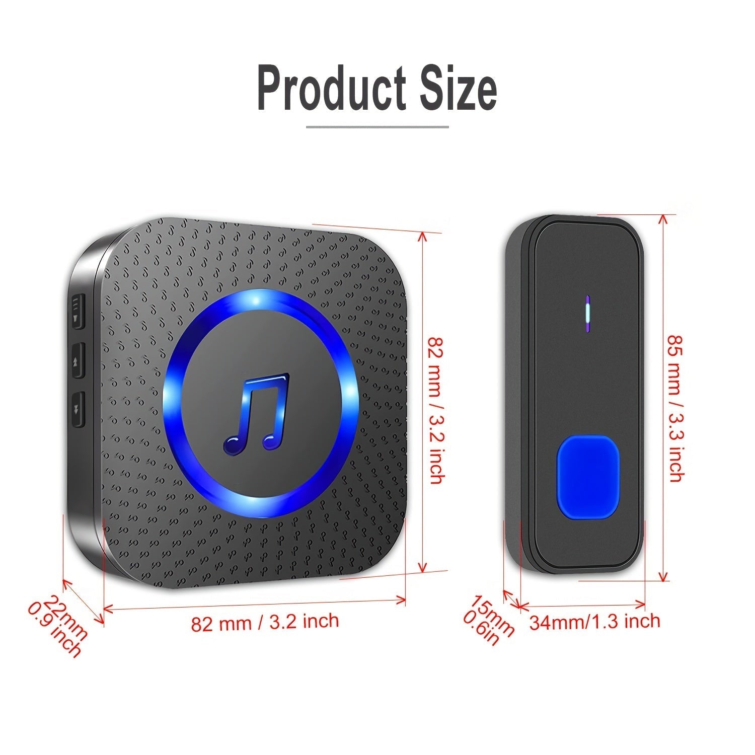 Wireless Doorbell System with 2 Transmitters & 2 Plug-in Receivers, 1000ft Range