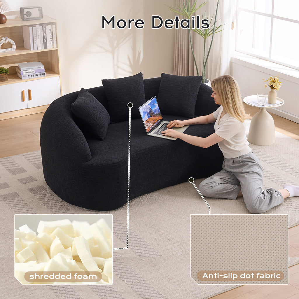 LY-049S Curved Modern Boneless Sofa Loveseat