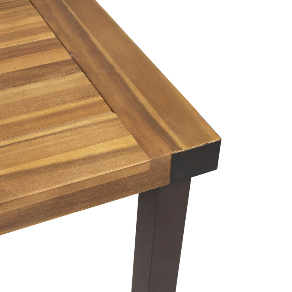 9-Piece Acacia Wood Outdoor Patio Dining Set, 64-Inch Square Table with 8 Chairs, Teak