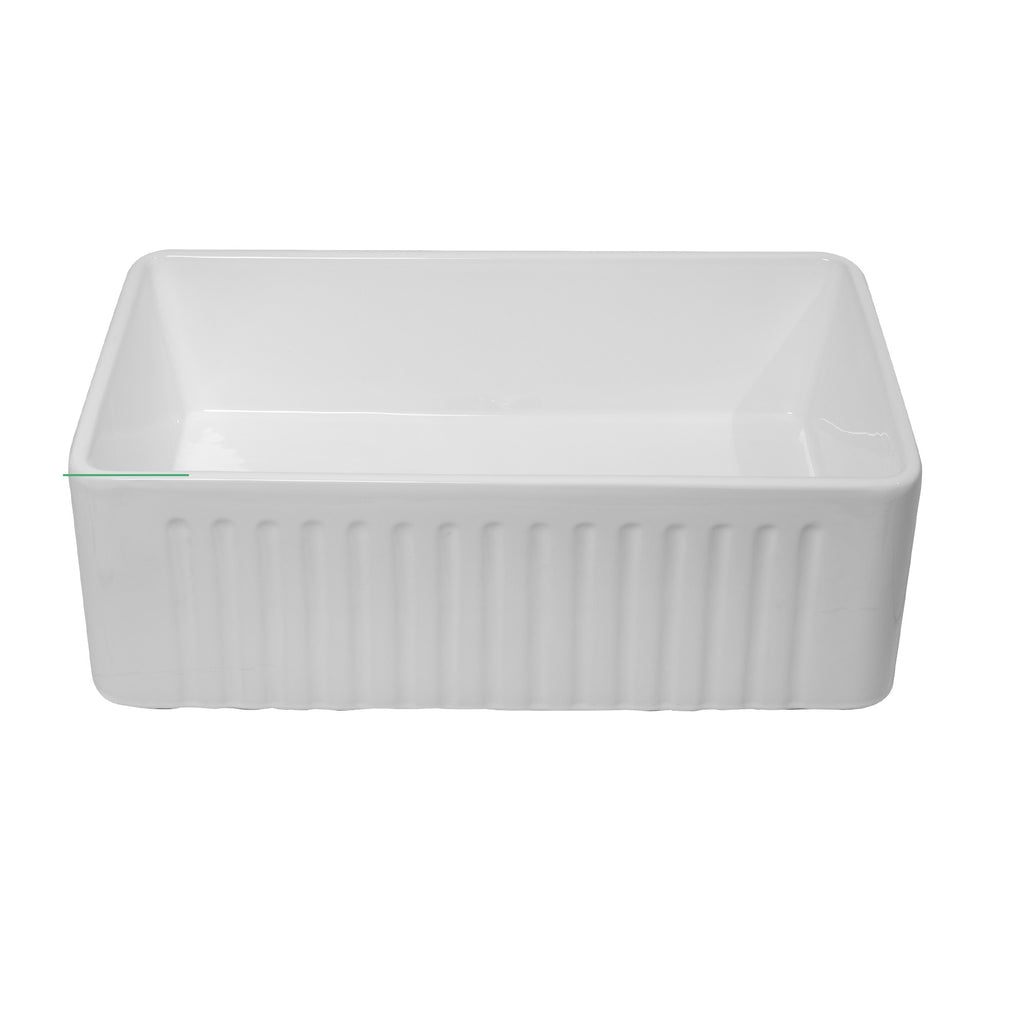 White Farmhouse Sink - 30 x 18 x 10 Inch Kitchen Sink Apron-Front