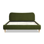 Roman Curved Headboard Upholstered Platform Bed, King, Olive