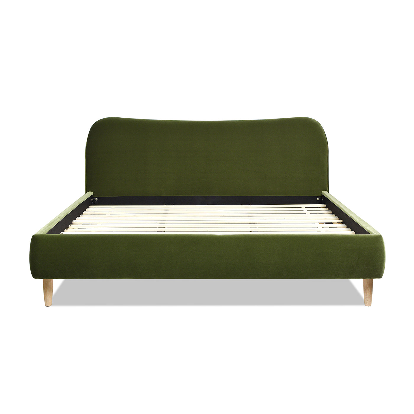 Roman Curved Headboard Upholstered Platform Bed, King, Olive