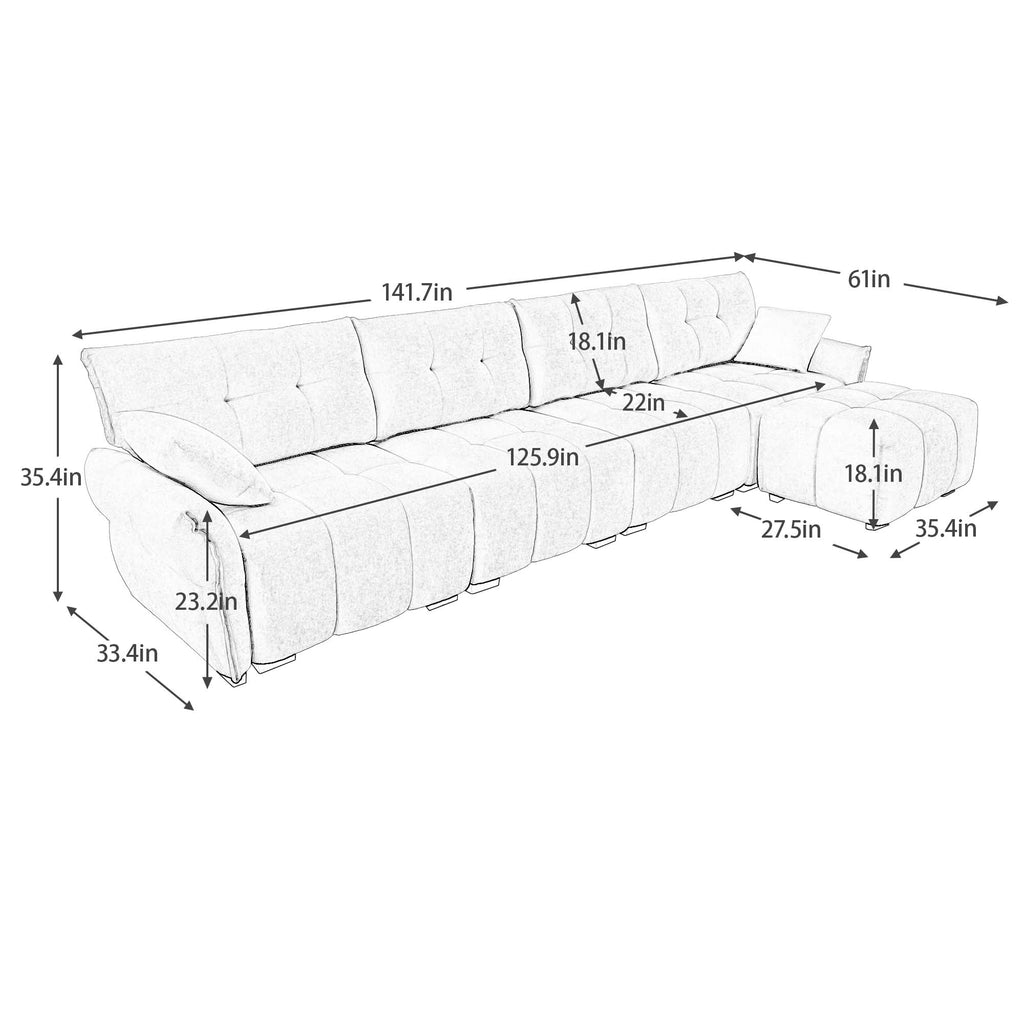 Modular 4-Seater Sofa With Ottoman