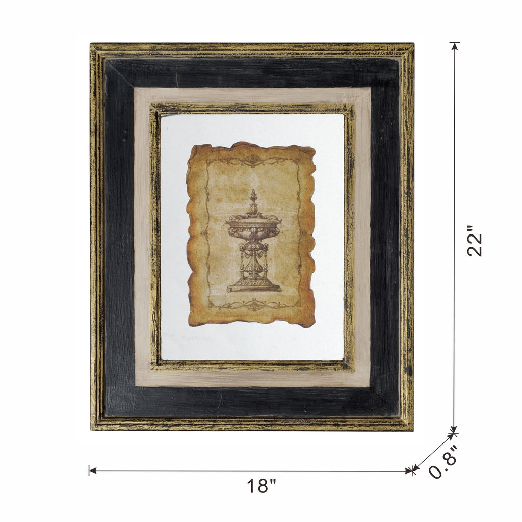 18x22" Lucian Framed Antiqued Sculpture Print, 2 Piece