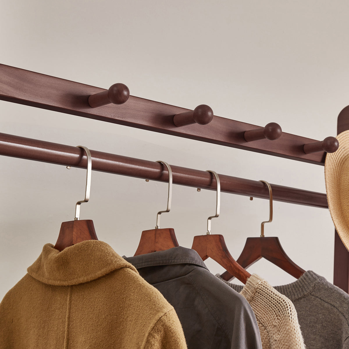 Solid Wood Freestanding Clothing Garment Rack