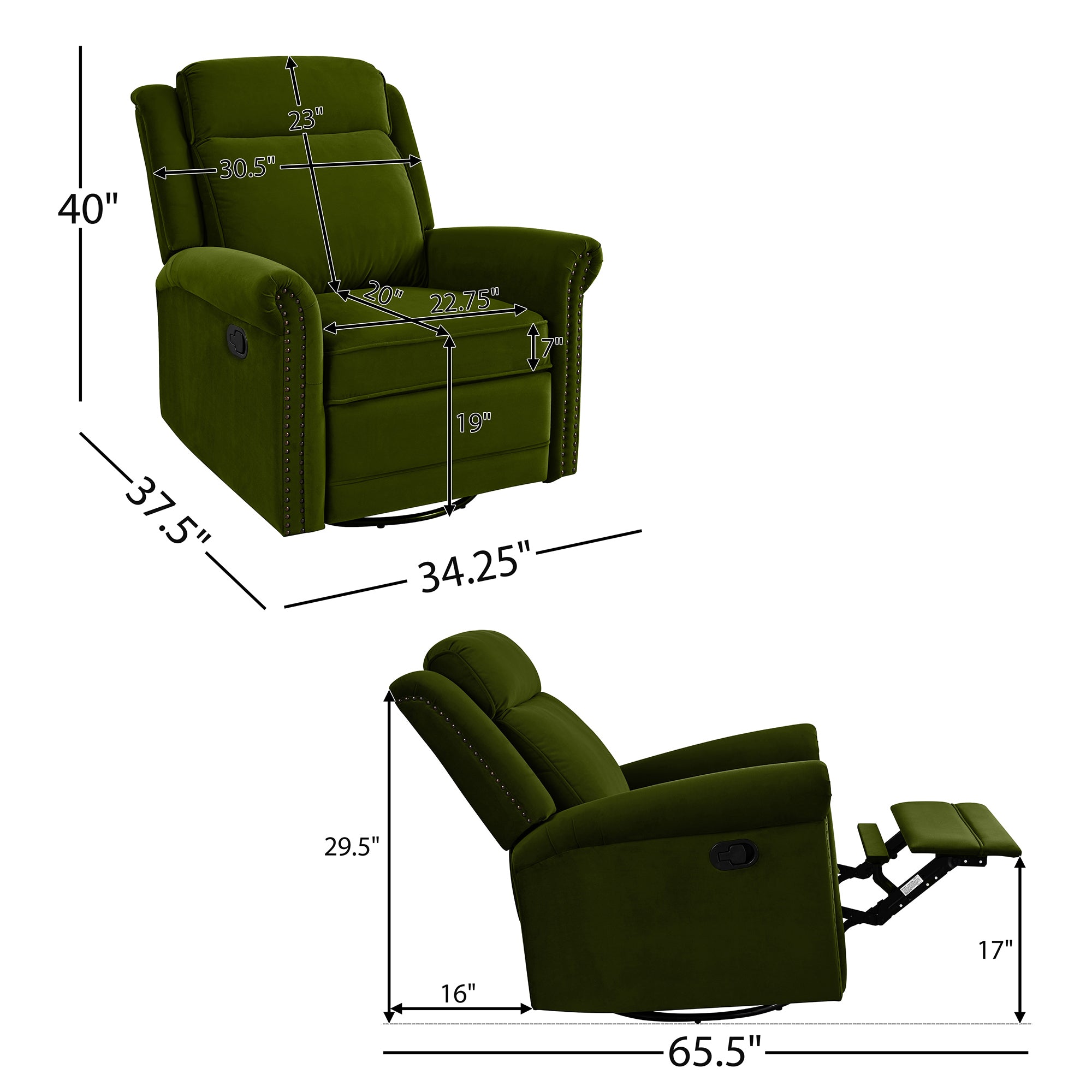 360° Swivel Recliner Manual Rocking Recliner Chair