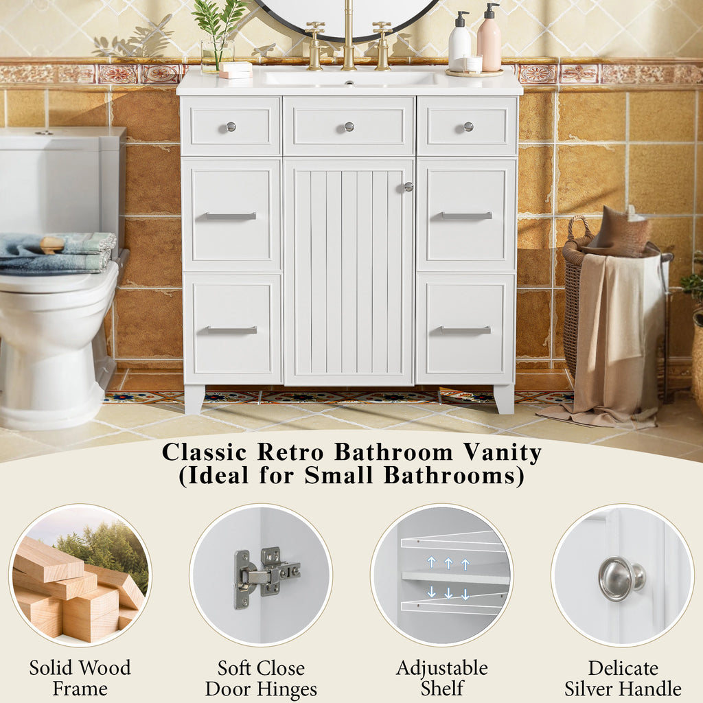 36" Bathroom Vanity with Ceramic Sink