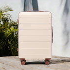 28 Inch ABS Hard Shell Large Travel Checked Luggage - Beige