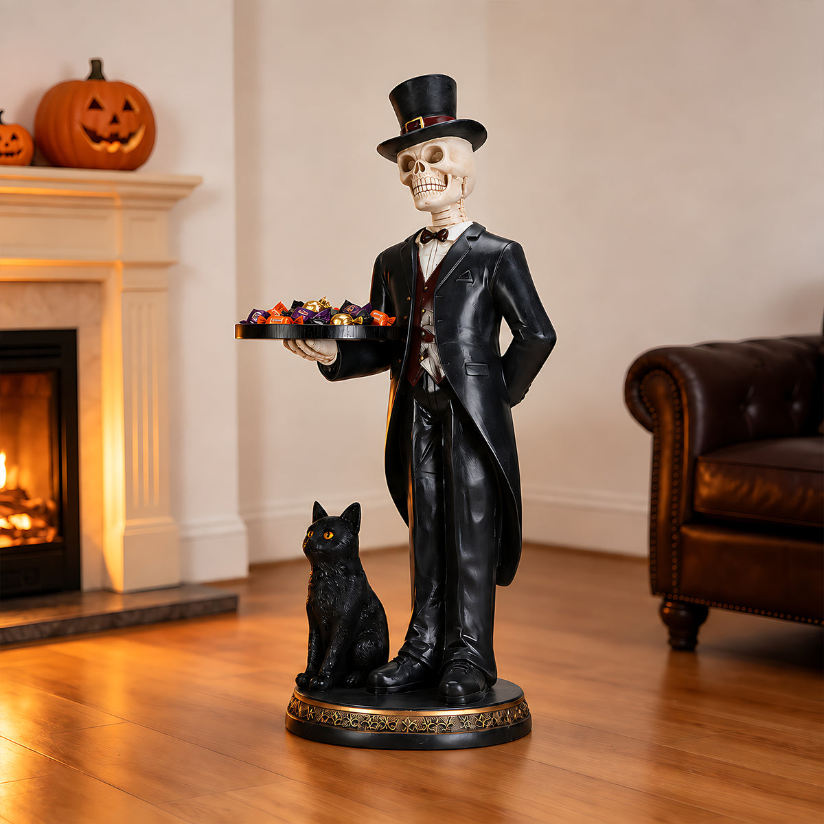 Halloween Skeleton Butler Floor Statue