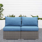 59.8" Outdoor Wicker Armless Sofa Set - 2-Piece Patio Loveseat