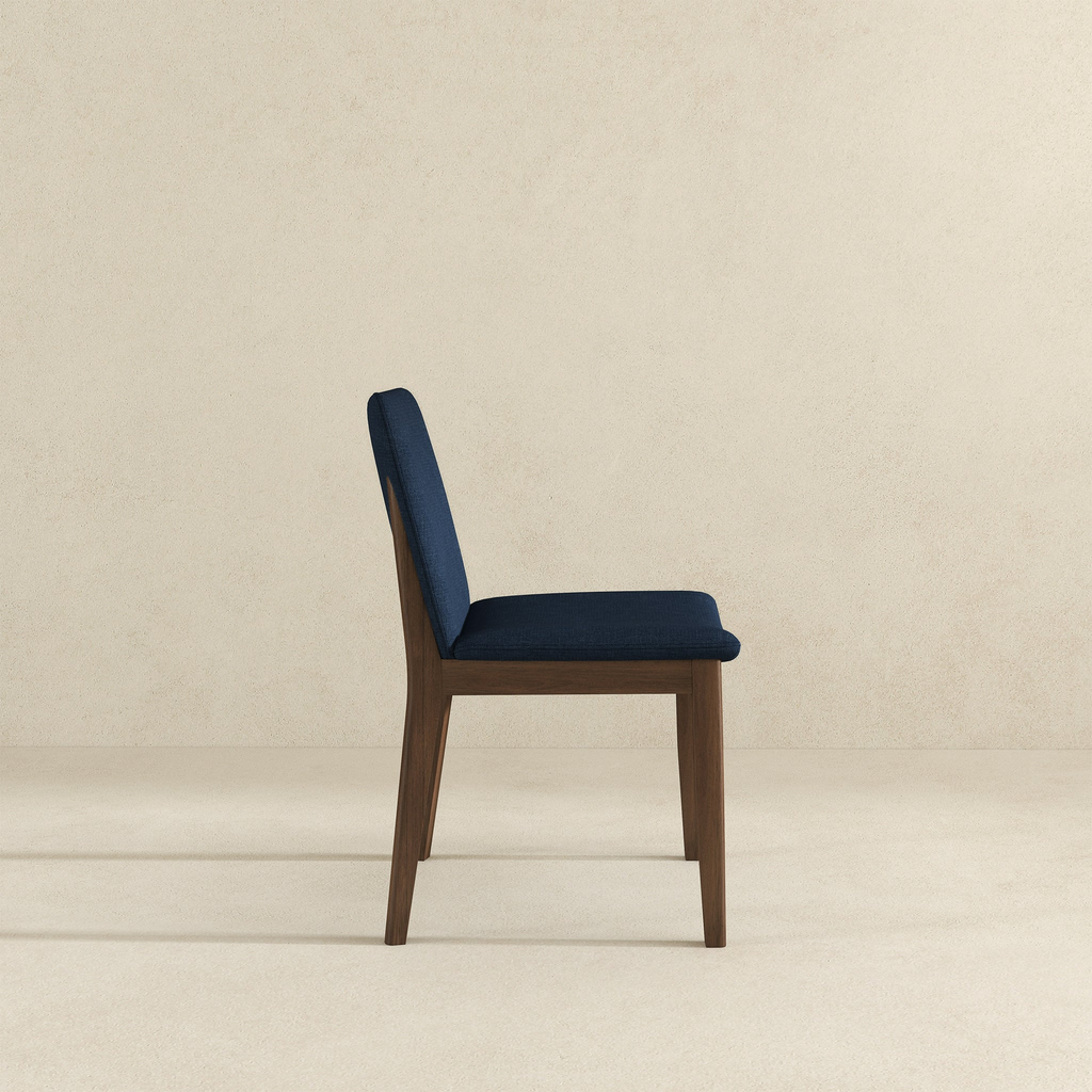 Laura Blue Linen Solid Wood Dining Chair Set of 2