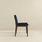 Laura Blue Linen Solid Wood Dining Chair Set of 2