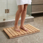 Cedar Wood Shower Mat - Non-Slip Slatted Wooden Bath Mat