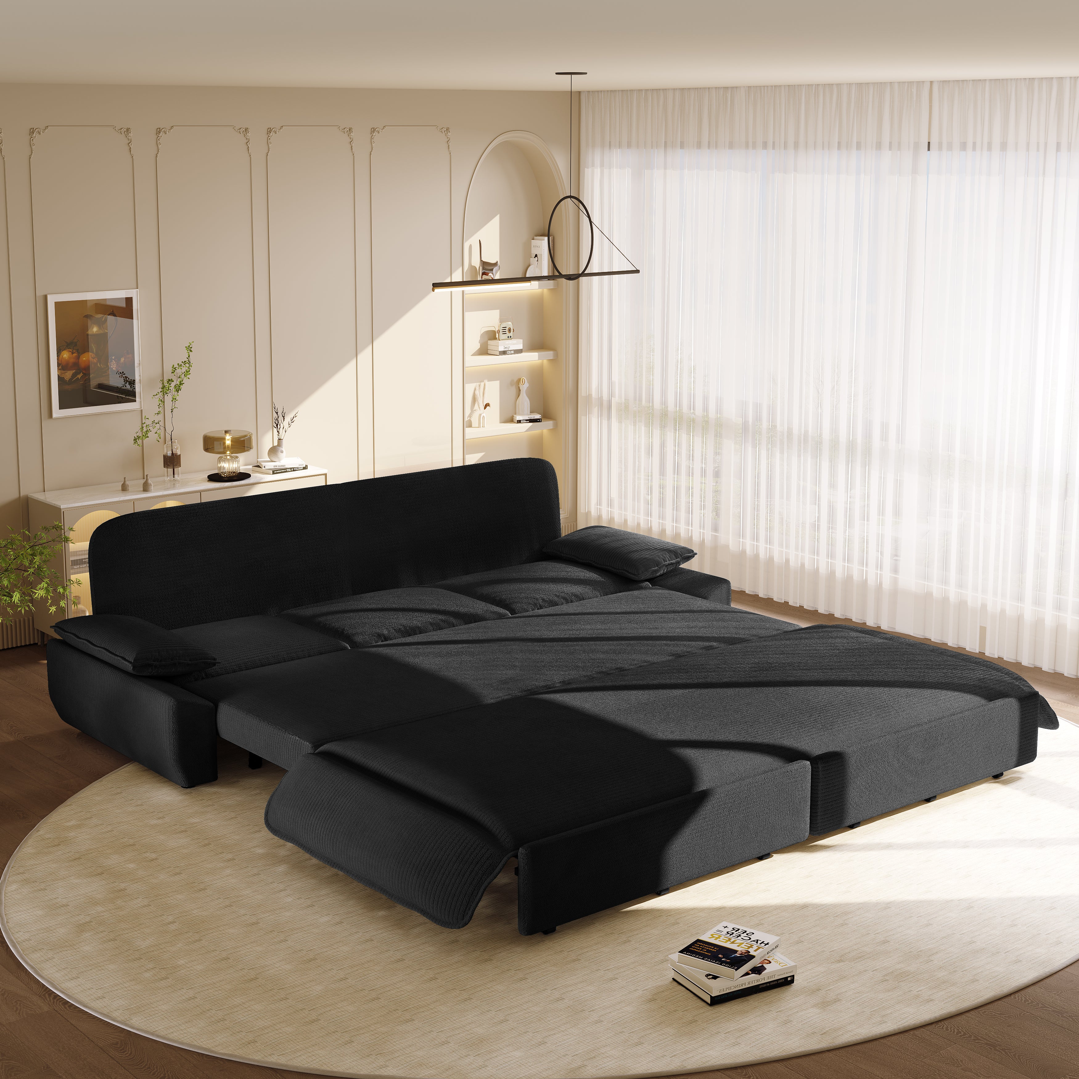 94.5" King Size Pull Out Sofa Bed - 3-in-1 Convertible Sleeper Sofa