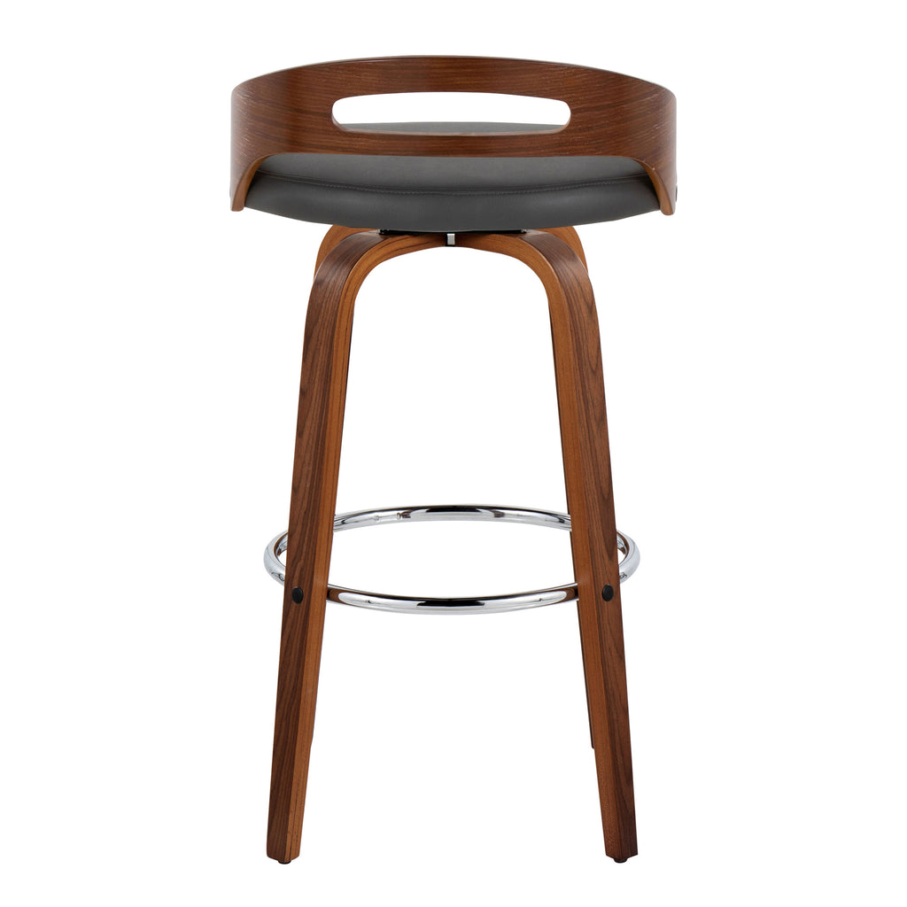 30" Mid-Century Modern Fixed-Height Barstool with Swivel