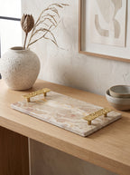 17.7" Marble Tray with Gold Handles