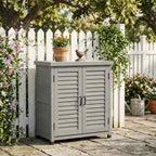 Potting Bench with Storage Cabinet and Metal Table Top